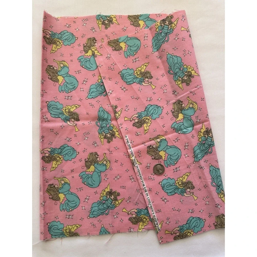 Precious Moments Fabric‎ Pink Flannel Angel Spectrix Vtg 90s 17.5